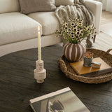 Natural Travertine Turned Candle Holder