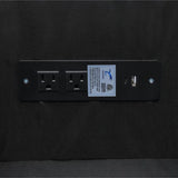 Black power strip with multiple outlets for the Collins Reclining Home Theater Seating