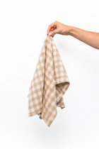 Gingham Tea Towel - Ivory and Tan