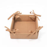 Square Basket with Tie Sides - Tan