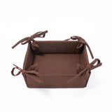 Square Basket with Tie Sides - Brown