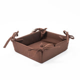 Square Basket with Tie Sides - Brown