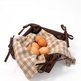 Square Basket with Tie Sides - Brown