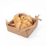 Square Basket with Tie Sides - Tan