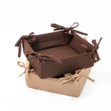 Square Basket with Tie Sides - Brown