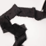 Frayed Edge Velvet Ribbon - Black - 2.5" x 10 Yards