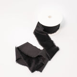 Frayed Edge Velvet Ribbon - Black - 2.5" x 10 Yards