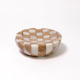 Checkered Travertine and Marble Dish