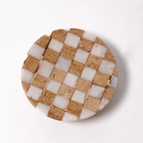 Checkered Travertine and Marble Dish