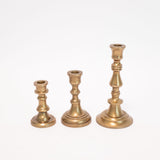 Mini Antique Brass Taper Holders - Set of 3