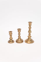 Mini Antique Brass Taper Holders - Set of 3