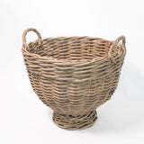 Hand-Woven Rattan Footed Basket