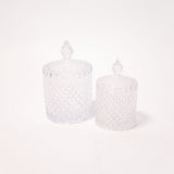 Diamond Cut Crystal Glass Canister - 2 Sizes