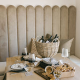 Square Basket with Tie Sides - Tan