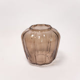 Smoked Ribbed Glass Vase - 2 Sizes