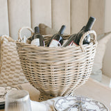 Hand-Woven Rattan Footed Basket