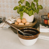 Stoneware Mixing Bowl with Glazed Rim