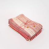 Red Patterened Woven Tea Towels - Set of 3