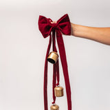 Red Velvet Bow with Cluster of Bells