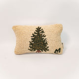 Holiday Tree Hand-Hooked Lumbar Pillow