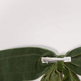 Green Velvet Bow Clip with Frayed Edge