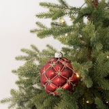 Glitter Tufted Ornament - Red - 2 Sizes