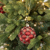 Glitter Tufted Ornament - Red - 2 Sizes