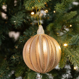 Ribbed Ornament - Gold and White