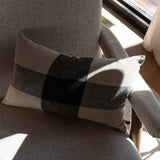 Raquel Plaid Lumbar Pillow - Beige + Black - 14"x21"