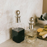 Rippled Glass Decanter with Metal Stopper - 2 Sizes