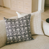 Botanical Block Print Linen Pillow - 22"x22"