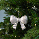 Metallic Bow Ornament - Silver