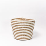 White Striped Seagrass Baskets - Set of 3