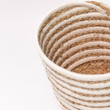 White Striped Seagrass Baskets - Set of 3