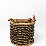 Black Striped Seagrass Baskets - Set of 3