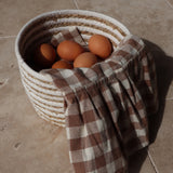 White Striped Seagrass Baskets - Set of 3