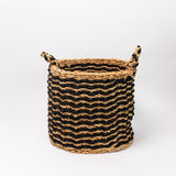 Black Striped Seagrass Baskets - Set of 3