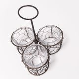 Iron and Glass Triple Caddy