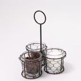 Iron and Glass Triple Caddy
