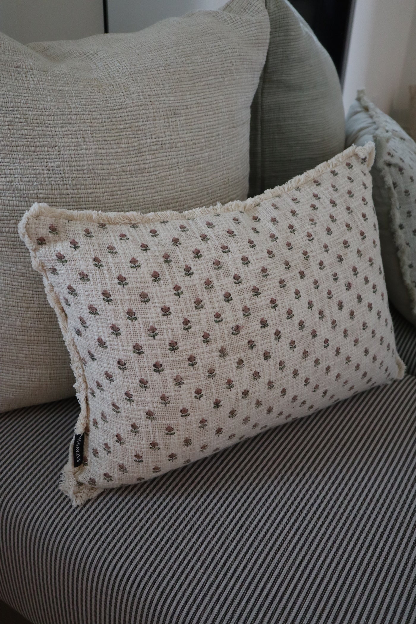 Floral Block Print Lumbar Pillow - 14