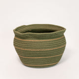 Thin Striped Basket - Forest Green - Set of 2