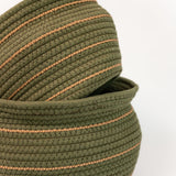 Thin Striped Basket - Forest Green - Set of 2