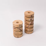 Stacked Marble Taper Holders - Set of 2