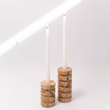 Stacked Marble Taper Holders - Set of 2