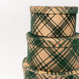 Green Plaid Holiday Gift Boxes - Set of 3