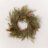 Cedar, Pine and Pinecones Mini Wreath - 10"