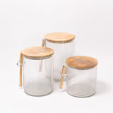 Bubble Glass Canister with Wooden Spoon - 3 Sizes