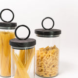 Glass Canister with Black Ring Top - 3 Sizes