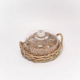 Glass Cloche with Woven Base