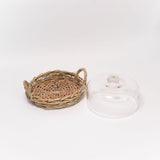 Glass Cloche with Woven Base